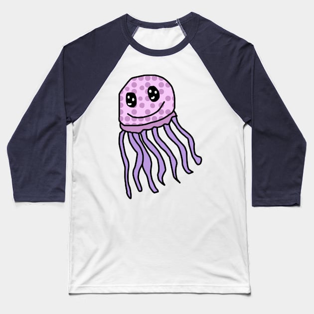 Pink Poke Dot Jellyfish Baseball T-Shirt by Usagicollection